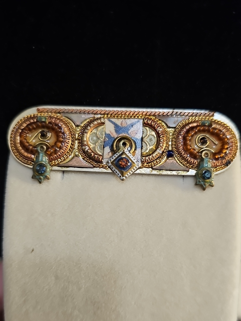 Adaya Multi Color Bead & Rhinestone Bar Brooch